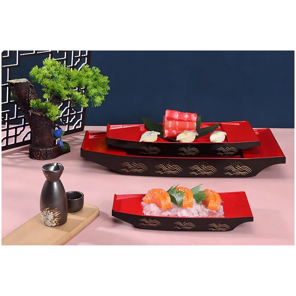 Medium Japanese Sashimi Sushi Boat Plate Detachable Serving Tray for Restaurant Home Dining Decorative Dinnerware Party Hosting Display Half Boat, 41 cm - 2