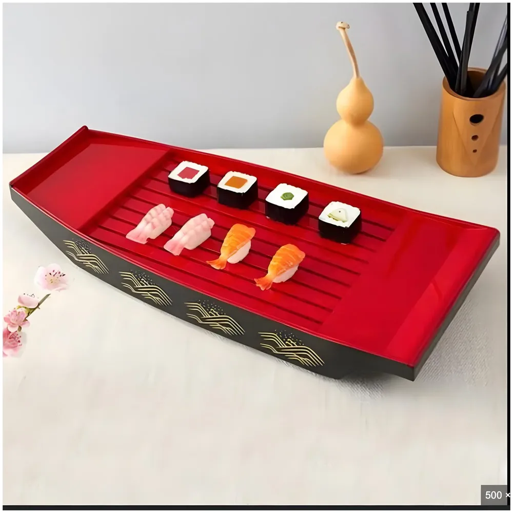 Medium Japanese Sashimi Sushi Boat Plate Detachable Serving Tray for Restaurant Home Dining Decorative Dinnerware Party Hosting Display Half Boat, 41 cm - 3