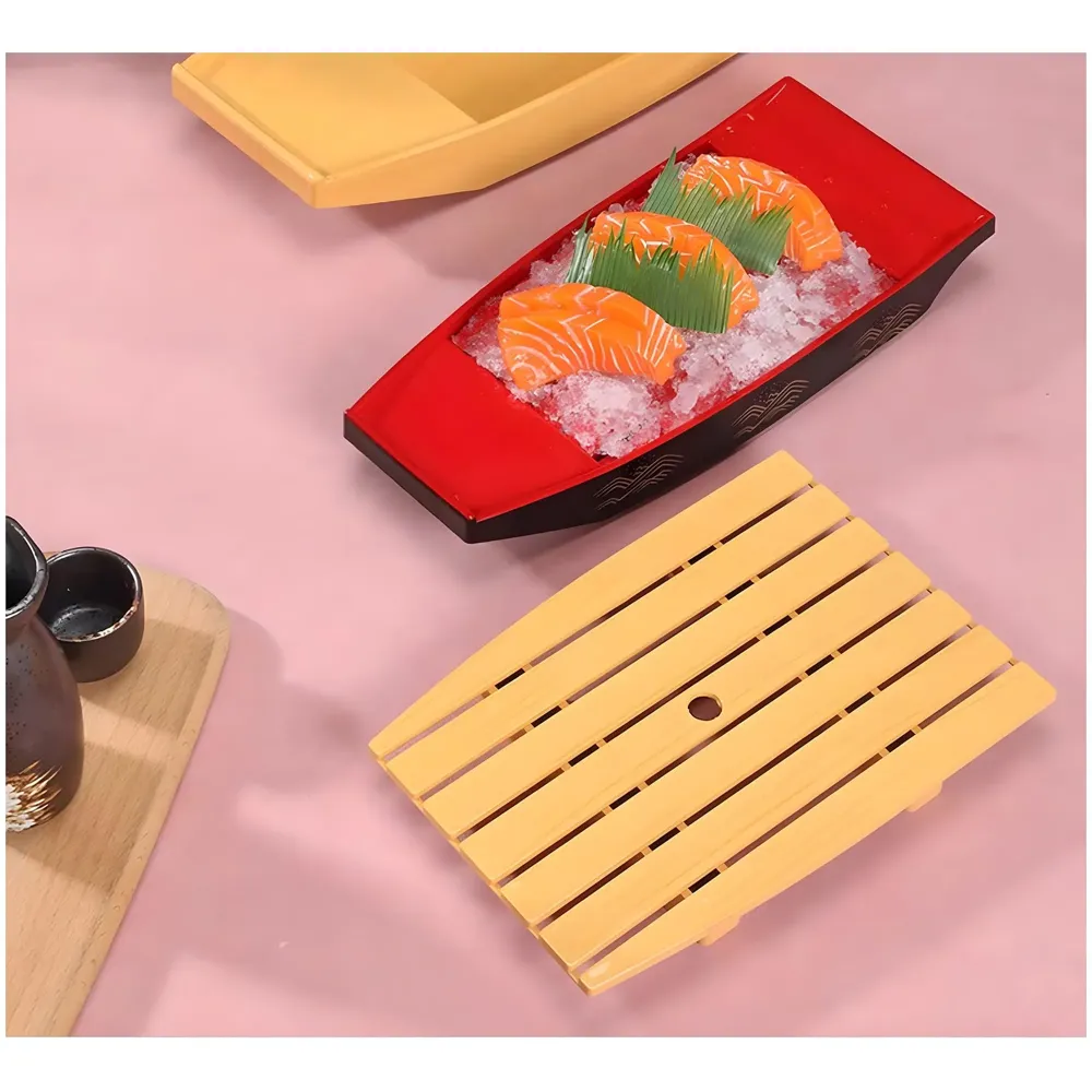 Medium Japanese Sashimi Sushi Boat Plate Detachable Serving Tray for Restaurant Home Dining Decorative Dinnerware Party Hosting Display Half Boat, 41 cm - 5