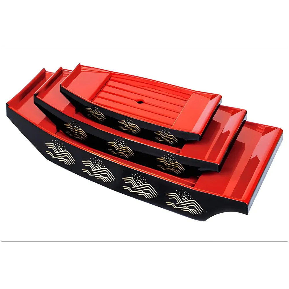 Medium Japanese Sashimi Sushi Boat Plate Detachable Serving Tray for Restaurant Home Dining Decorative Dinnerware Party Hosting Display Half Boat, 41 cm - 7