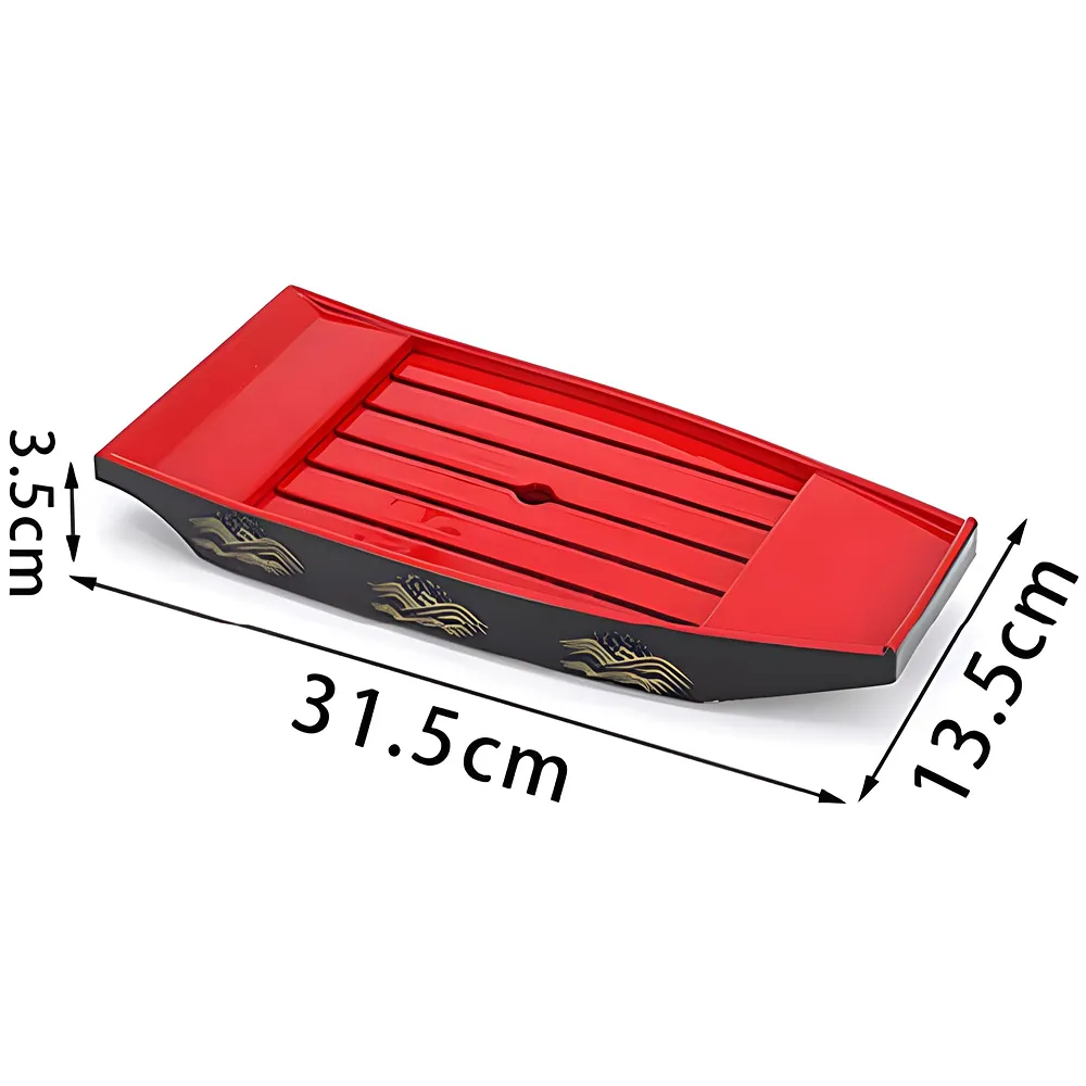Japanese Sashimi Sushi Boat Plate Detachable Serving Tray for Restaurant Home Dining Decorative Dinnerware Party Hosting Display Half Boat, 31 cm x13.5cm