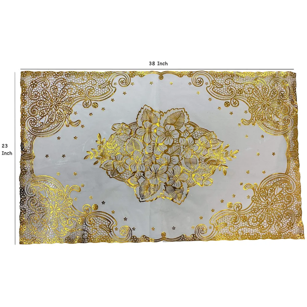 Golden Table Mats Place Mats Dining Table Coffee Table Washable Heat Resistant Durable Non Slip Viny Soft Fabric Material. Pack of 1 (96 Cm x 58cm) Large Size