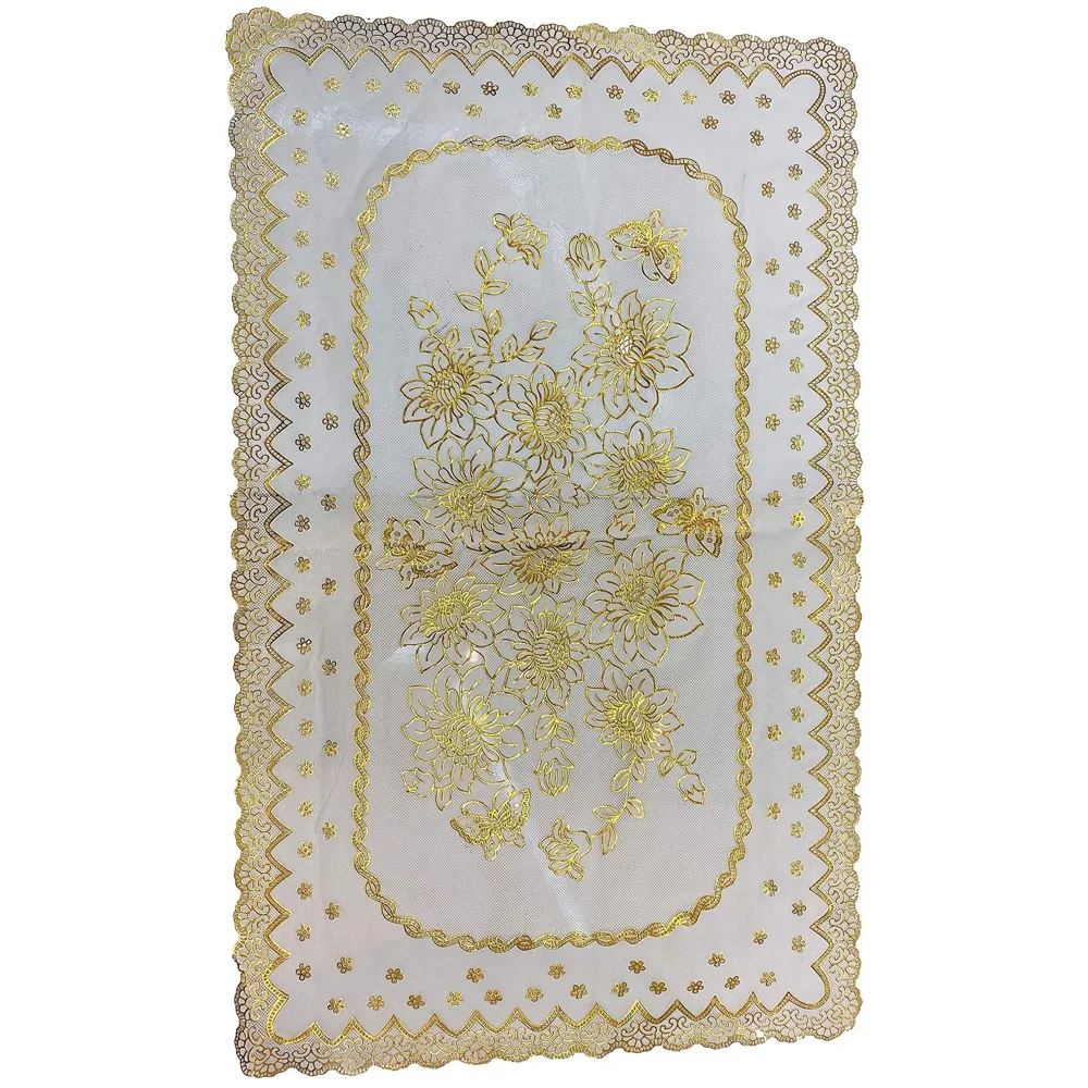 Gold Table Mats Place mats Dining Table Coffee Table Washable Heat Resistant Durable Non Slip Viny Soft Fabric Material. Pack of 1 (96 Cm x 58cm) Large