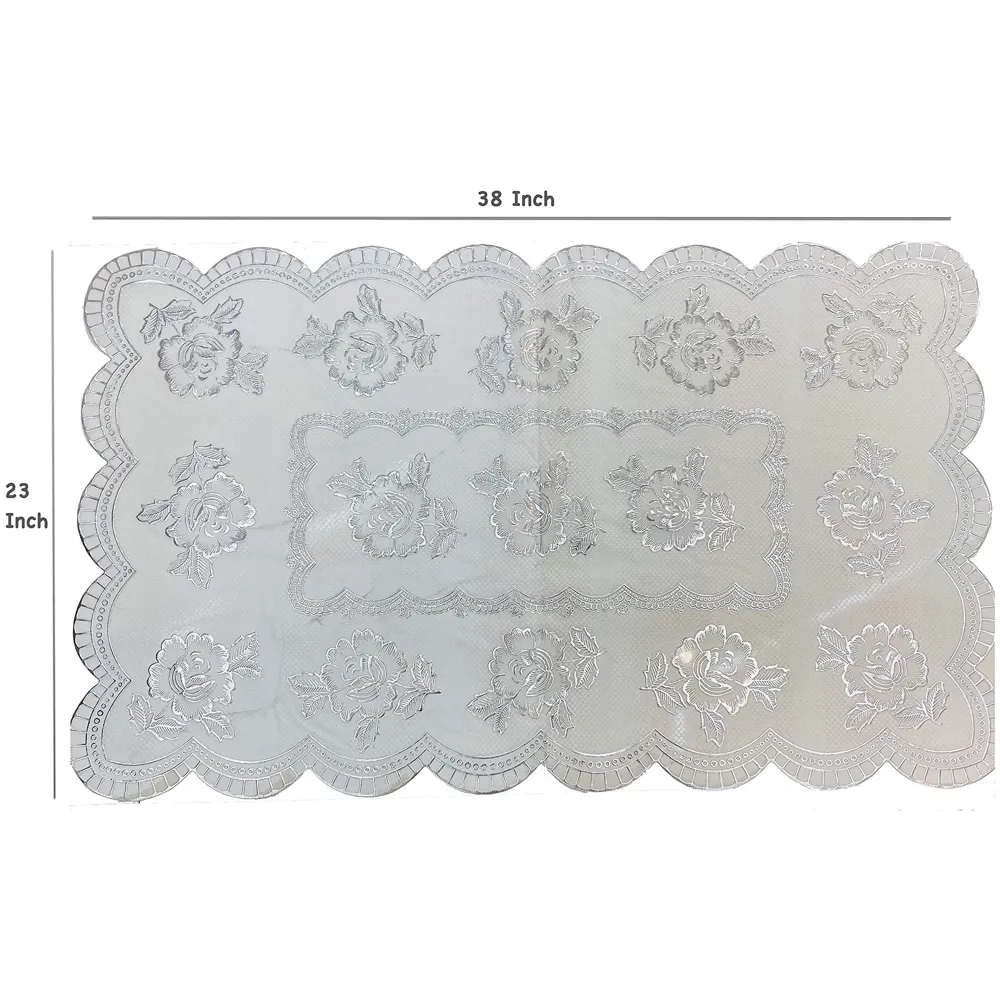 Silver Table Mats Place mats Dining Table Coffee Table Washable Heat Resistant Durable Non Slip Viny Soft Fabric Material. Pack of 1 (96 Cm x 58cm) Large Size