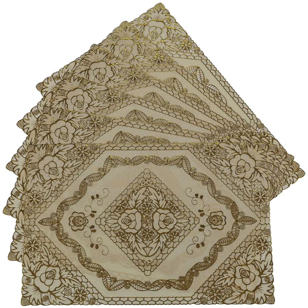 Table Mats Place Mats Dining Table Coffee Table Washable Heat Resistant Durable Non Slip Viny Soft Fabric Material. Pack of 6 (43 cm x 30 cm) Pattern H