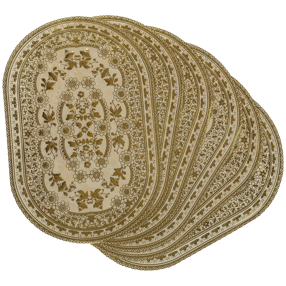 Table Mats Place Mats Dining Table Coffee Table Washable Heat Resistant Durable Non Slip Viny Soft Fabric Material. Pack of 6 (43 cm x 30 cm) Pattern C