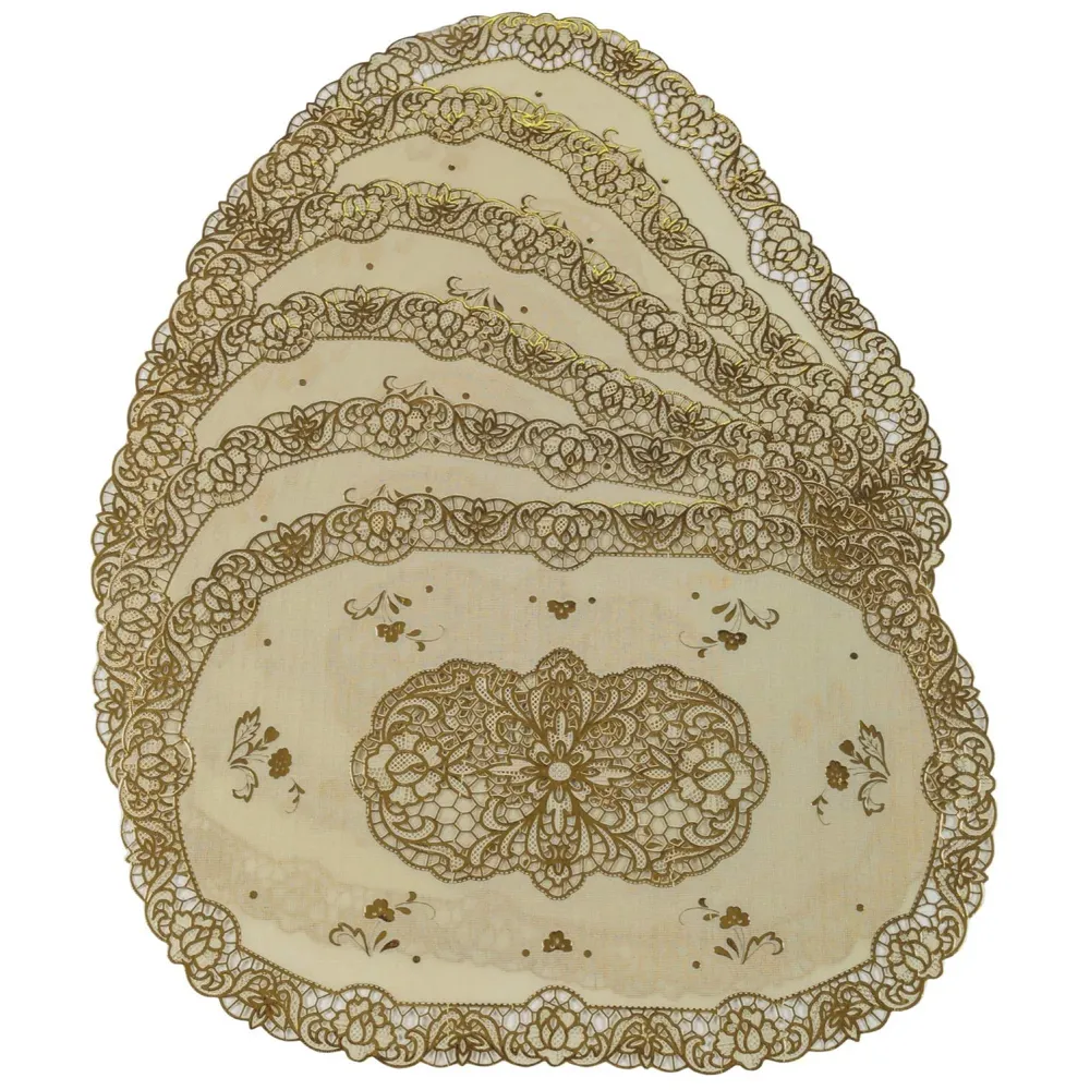 Table Mats Place Mats Dining Table Coffee Table Washable Heat Resistant Durable Non Slip Viny Soft Fabric Material. Pack of 6 (43 cm x 30 cm) Pattern G