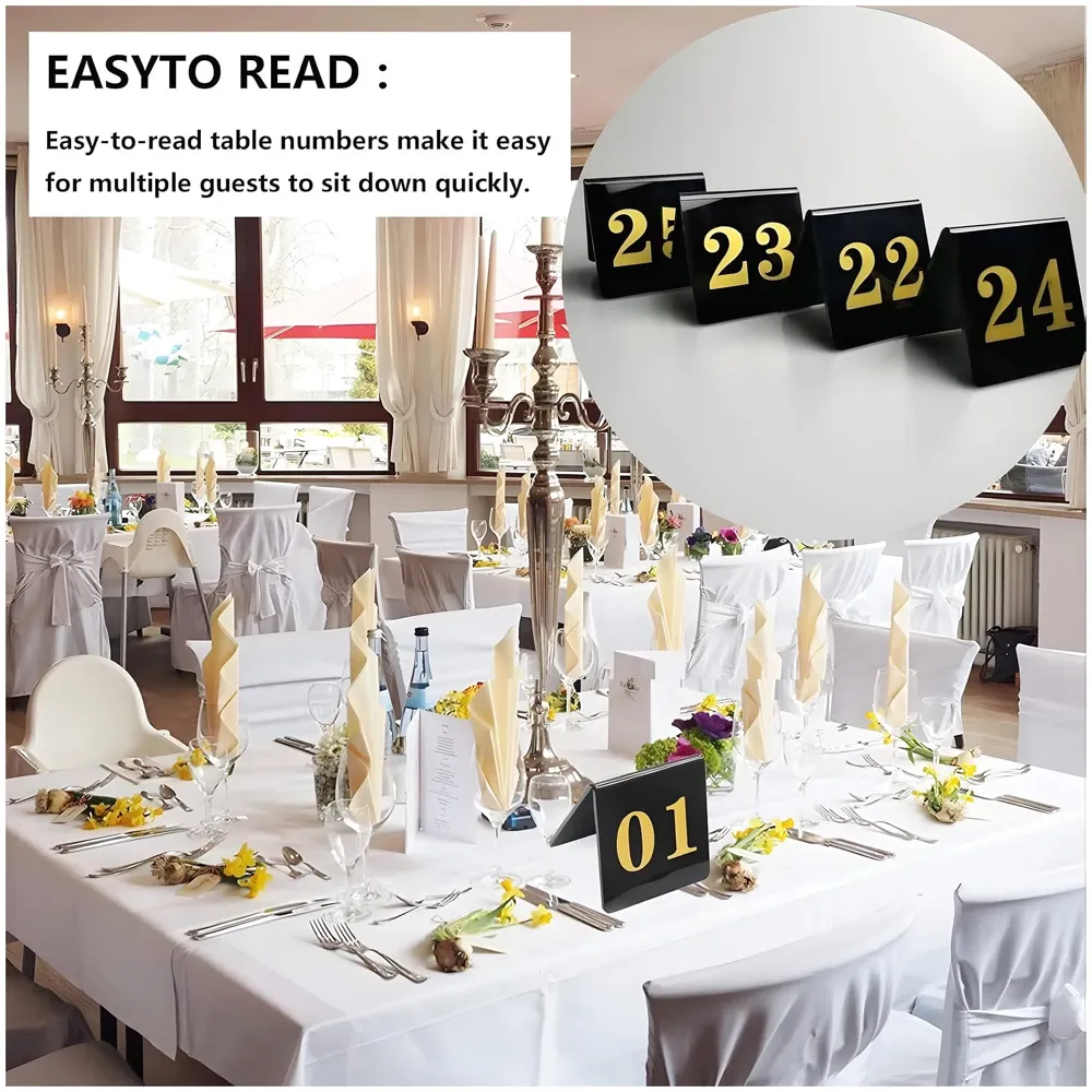 Table Number Set, Numbers 1-20, Tabletop Markers for Restaurants and Events - 3