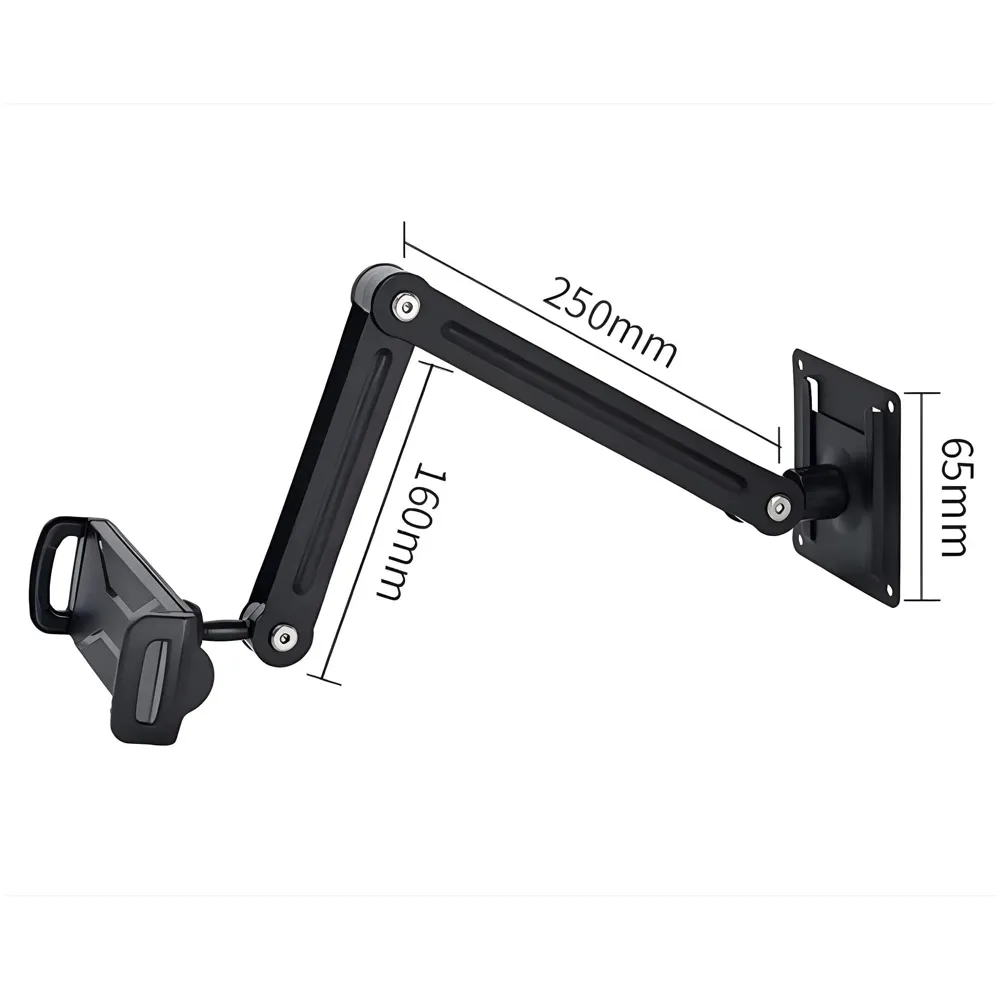 2 Arms Adjustable Wall Mount Phone and Tablet Stand Holder, Black (Upto 13 Inch Tablets), for Home Shops Commercial Spaces