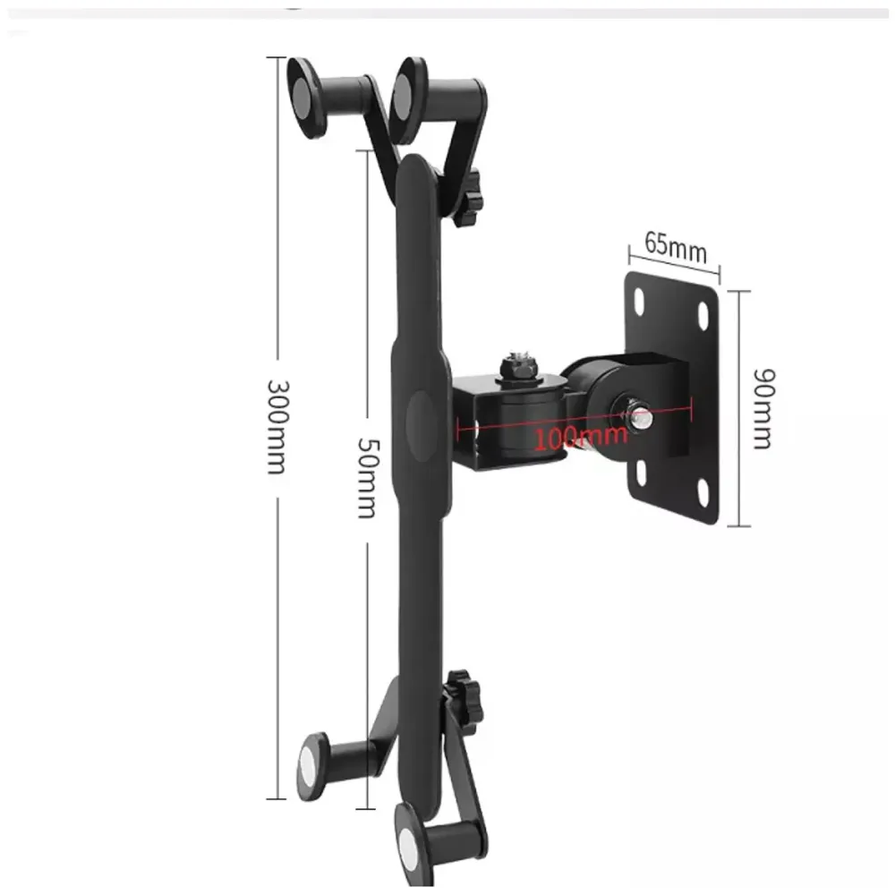 Adjustable Wall Mount Phone and Tablet Stand Holder, Black (Upto 13 Inch Tablets)