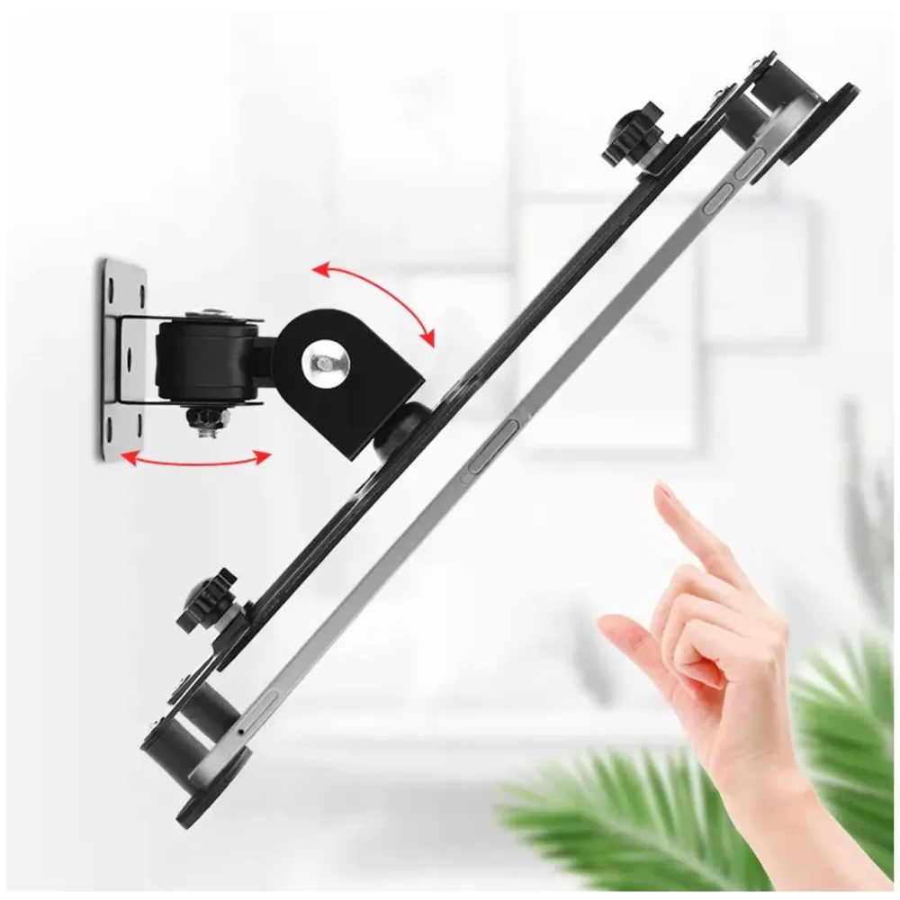 Adjustable Wall Mount Phone and Tablet Stand Holder, Black (Upto 13 Inch Tablets)