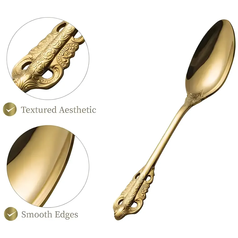 Gold Golden Mini Tea Spoon, Coffee Stainless Steel Small Spoons for Dessert, Espresso Spoons Tea, Sweets, Drinks, Set of 6 Royal Collection 11Cm/4.33 Inch - 4