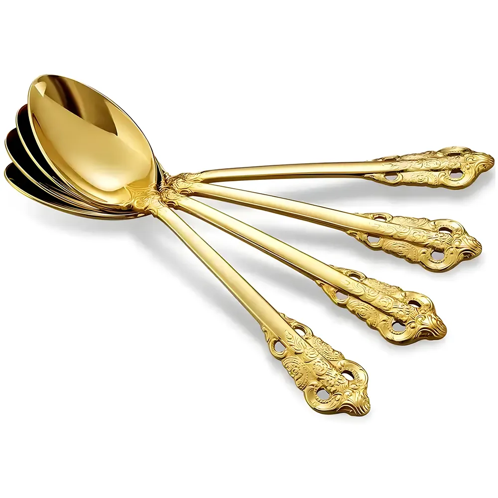 Gold Golden Mini Tea Spoon, Coffee Stainless Steel Small Spoons for Dessert, Espresso Spoons Tea, Sweets, Drinks, Set of 6 Royal Collection 11Cm/4.33 Inch Premium