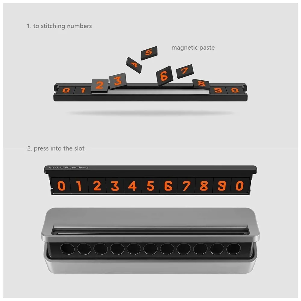 Temporary Parking Card,Creative Reversible Hidden Mobile Phone Number Plate for Automotive Interior Accessories