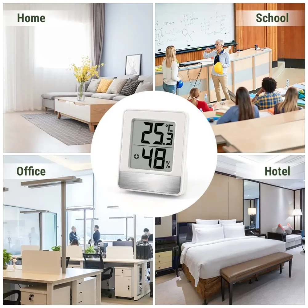 TP49 Digital Hygrometer Indoor Thermometer Humidity Meter Room Thermometer with Temperature and Humidity Monitor Mini Hygrometer Thermometer Black