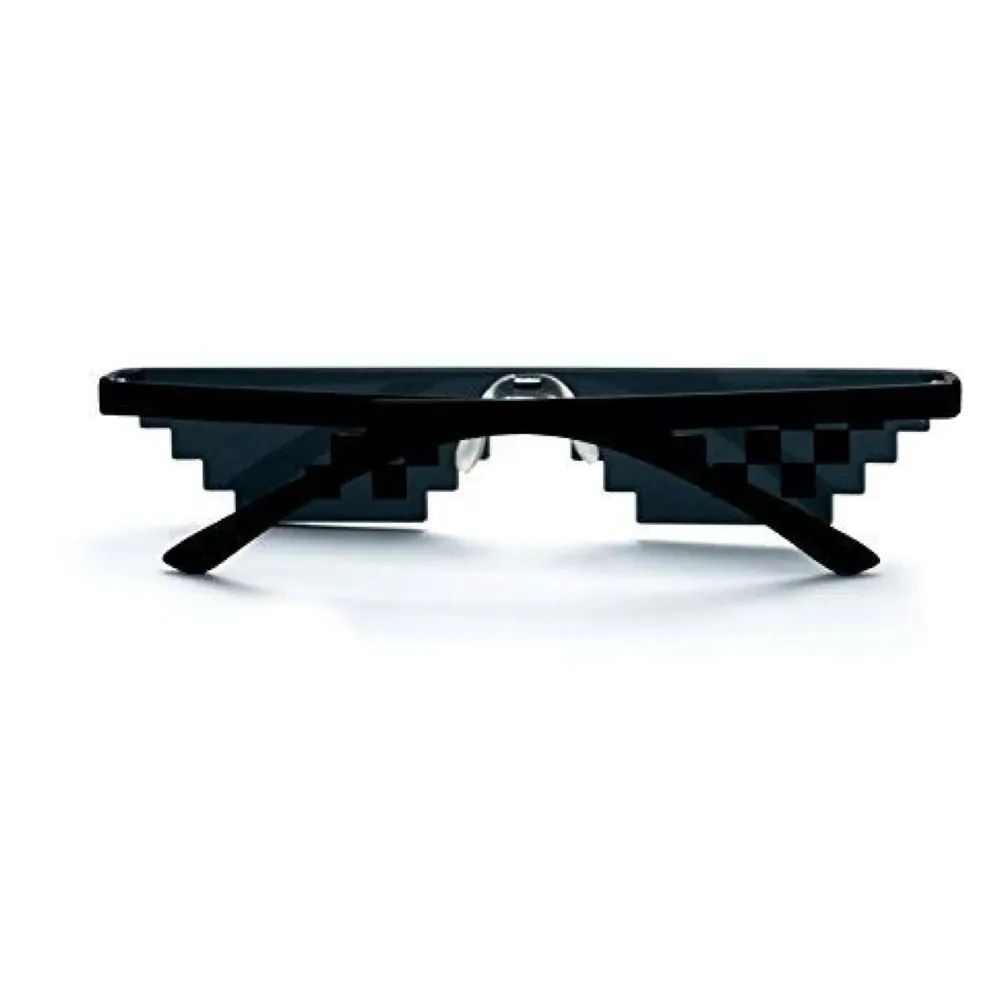 Deal with It Thug Life Square Unisex Sunglasses with Polygonal 8 Bits Style Pixel and Nose Pad (Black)