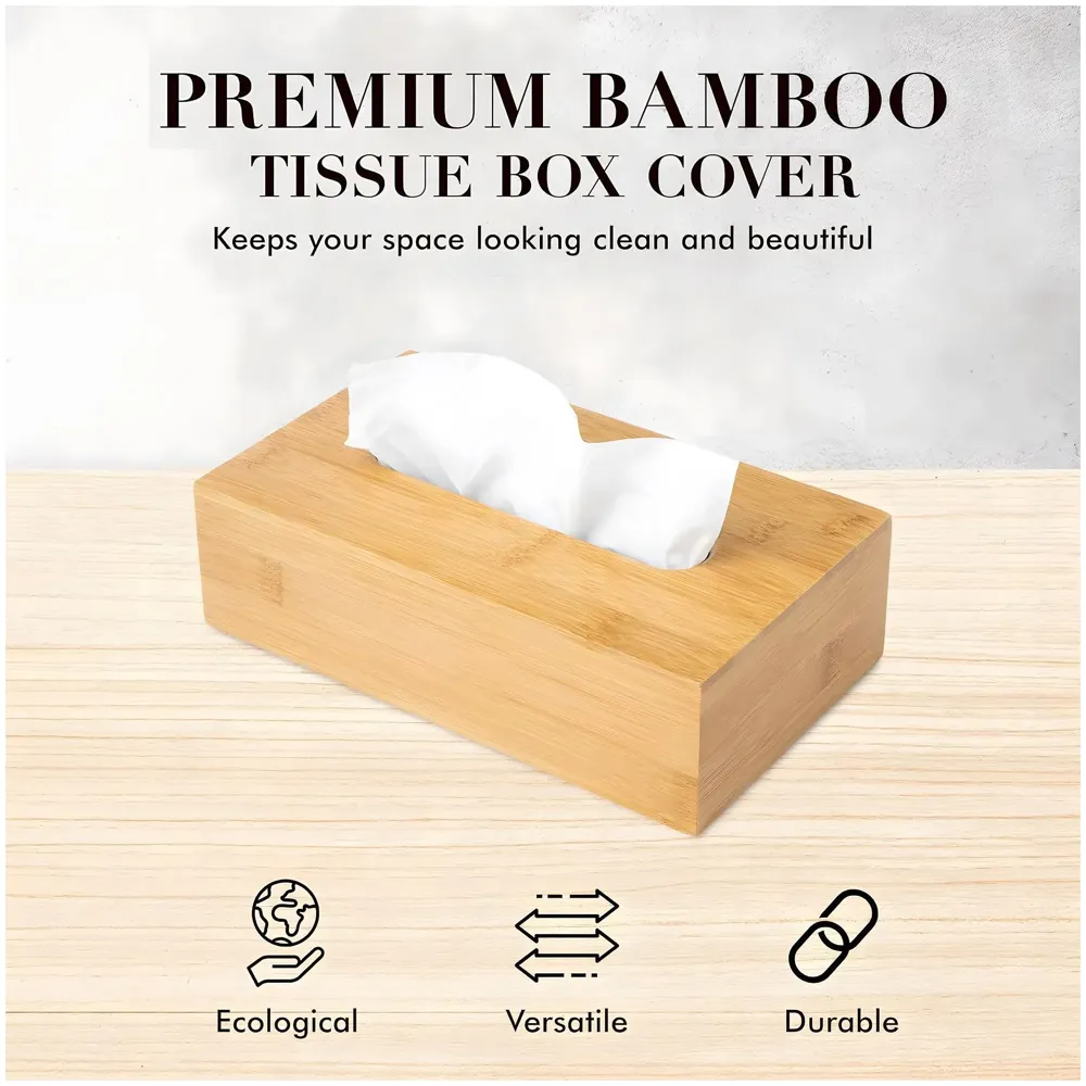 Original Bamboo Tissue Box – Stylish, Durable, and Magnetic Tissue Box Holder for Home, Office, Car, Bedroom, Bathroom, and Dining Room, – 24cm x 11.5cm x 9cm