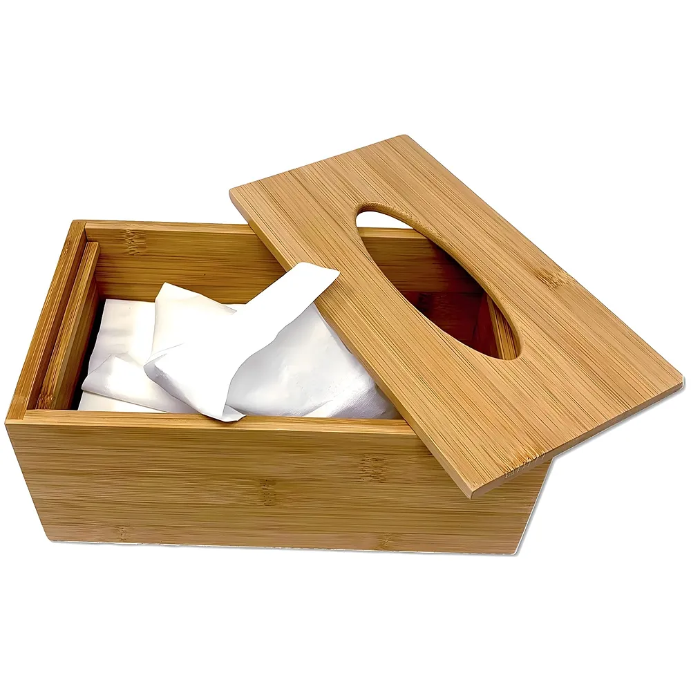 Bamboo Magnetic Tissue Box Holder 24 x 11.5 cm Car Home Office