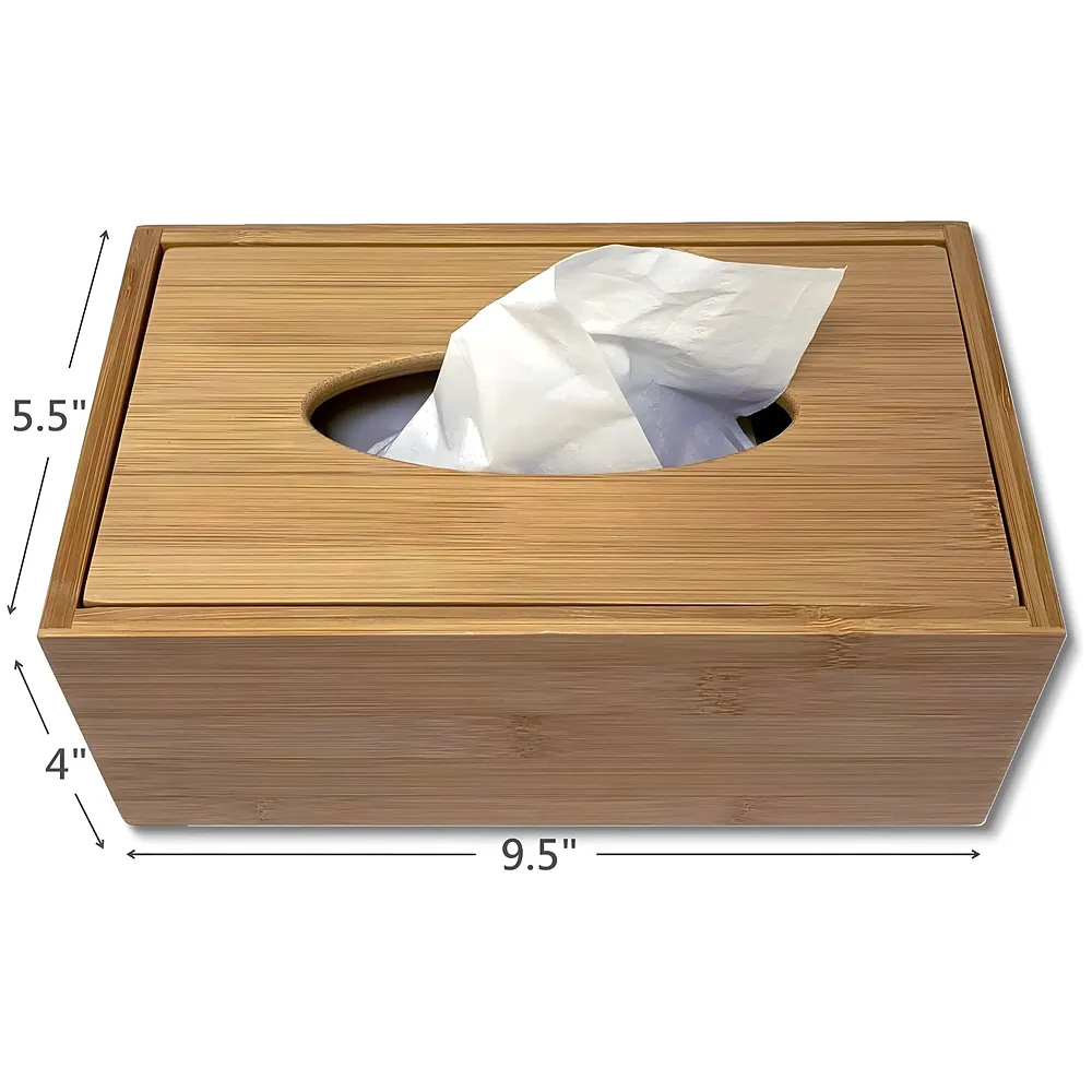 Bamboo Magnetic Tissue Box Holder 24 x 11.5 cm Car Home Office