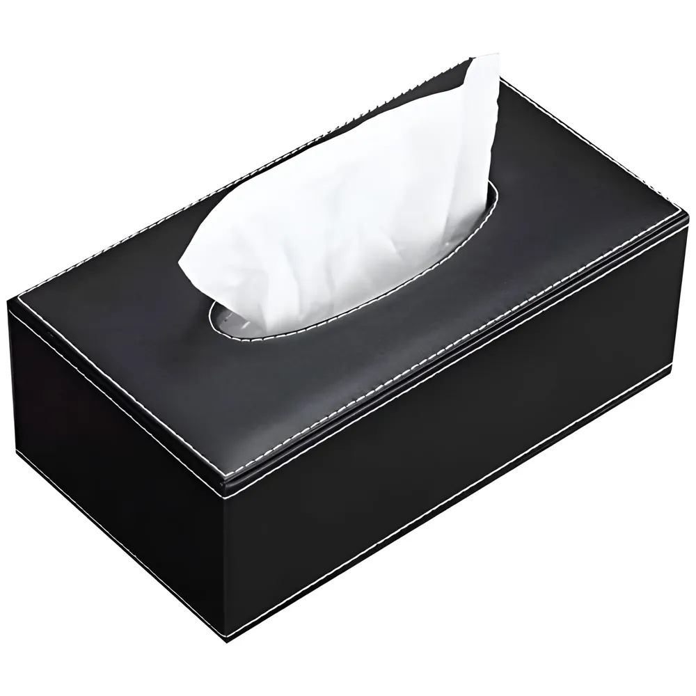 Faux Leather Tissue Box – Stylish, Durable, and Magnetic Tissue Box Holder for Home, Office, Car, Bedroom, Bathroom, and Dining Room, Black – 24 cm x 11.5cm x 9cm