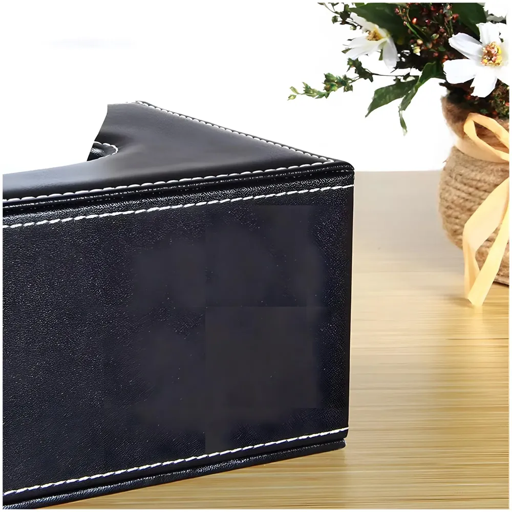 Faux Leather Tissue Box – Stylish, Durable, and Magnetic Tissue Box Holder for Home, Office, Car, Bedroom, Bathroom, and Dining Room, Black – 24 cm x 11.5cm x 9cm - 8