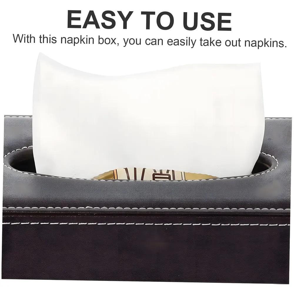 Faux Leather Tissue Box – Stylish, Durable, and Magnetic Tissue Box Holder for Home, Office, Car, Bedroom, Bathroom, and Dining Room, Brown – 24 cm x 11.5cm x 9cm - 2
