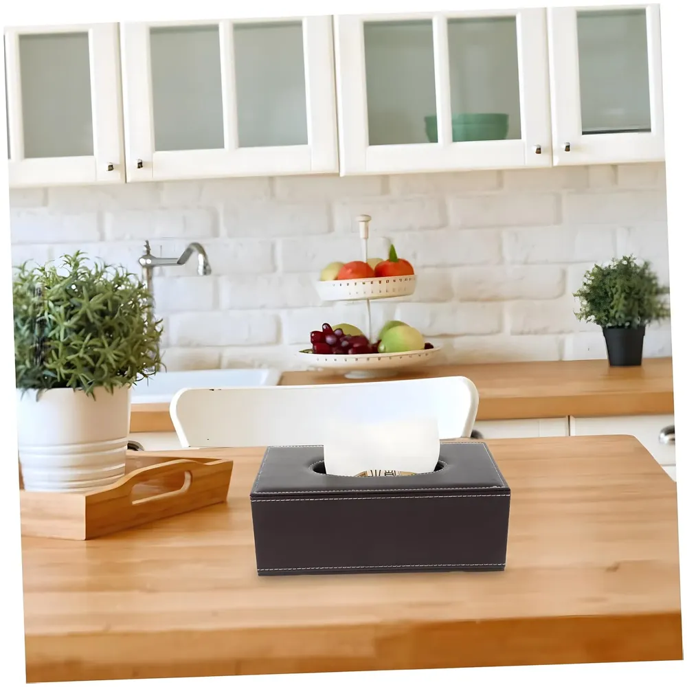 Faux Leather Tissue Box – Stylish, Durable, and Magnetic Tissue Box Holder for Home, Office, Car, Bedroom, Bathroom, and Dining Room, Brown – 24 cm x 11.5cm x 9cm - 5