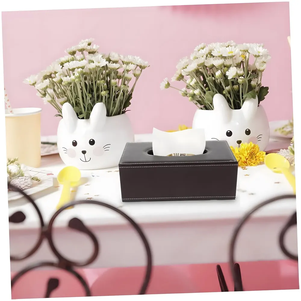 Faux Leather Tissue Box – Stylish, Durable, and Magnetic Tissue Box Holder for Home, Office, Car, Bedroom, Bathroom, and Dining Room, Brown – 24 cm x 11.5cm x 9cm - 6
