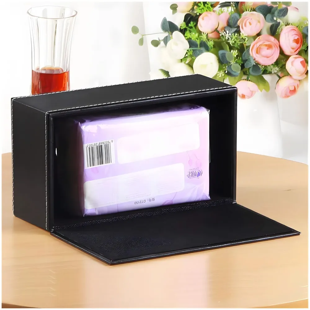 Faux Leather Tissue Box – Stylish, Durable, and Magnetic Tissue Box Holder for Home, Office, Car, Bedroom, Bathroom, and Dining Room, Brown – 24 cm x 11.5cm x 9cm - 8