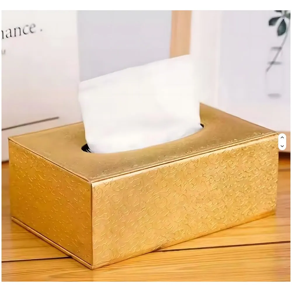 Gold Faux Leather Tissue Box – Stylish, Durable, and Magnetic Tissue Box Holder for Home, Office, Car, Bedroom, Bathroom, and Dining Room, – 24 cm x 11.5cm x 9cm - 2