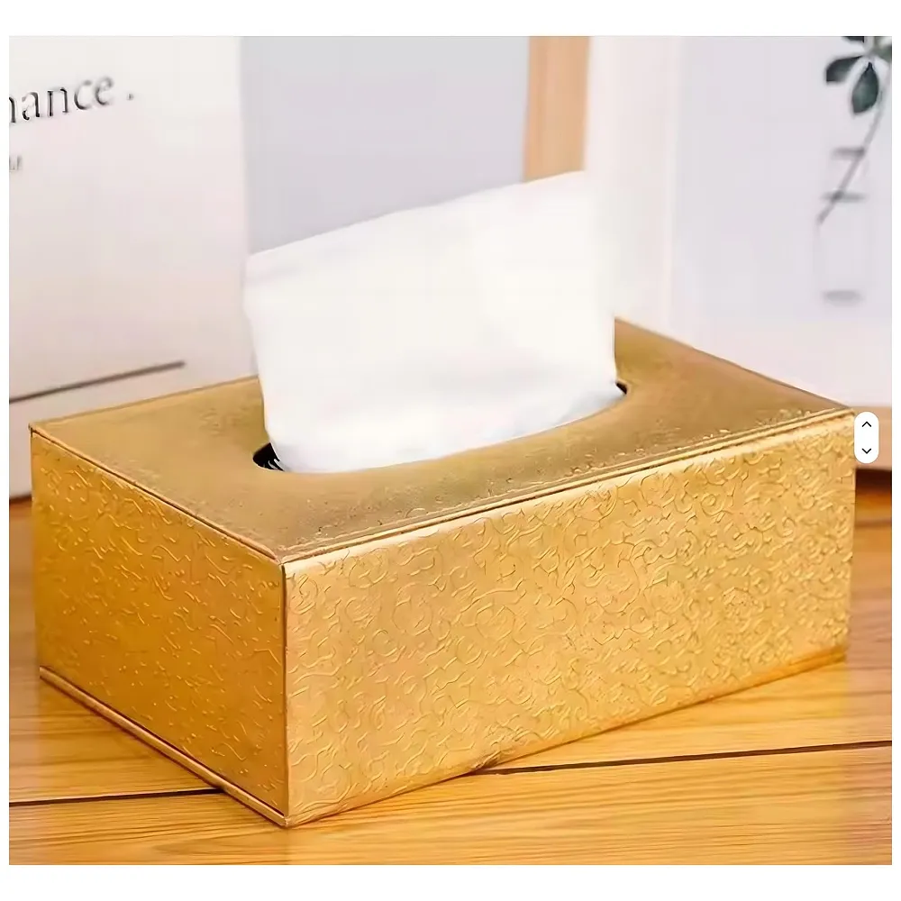 Gold Faux Leather Tissue Box – Stylish, Durable, and Magnetic Tissue Box Holder for Home, Office, Car, Bedroom, Bathroom, and Dining Room, – 24 cm x 11.5cm x 9cm