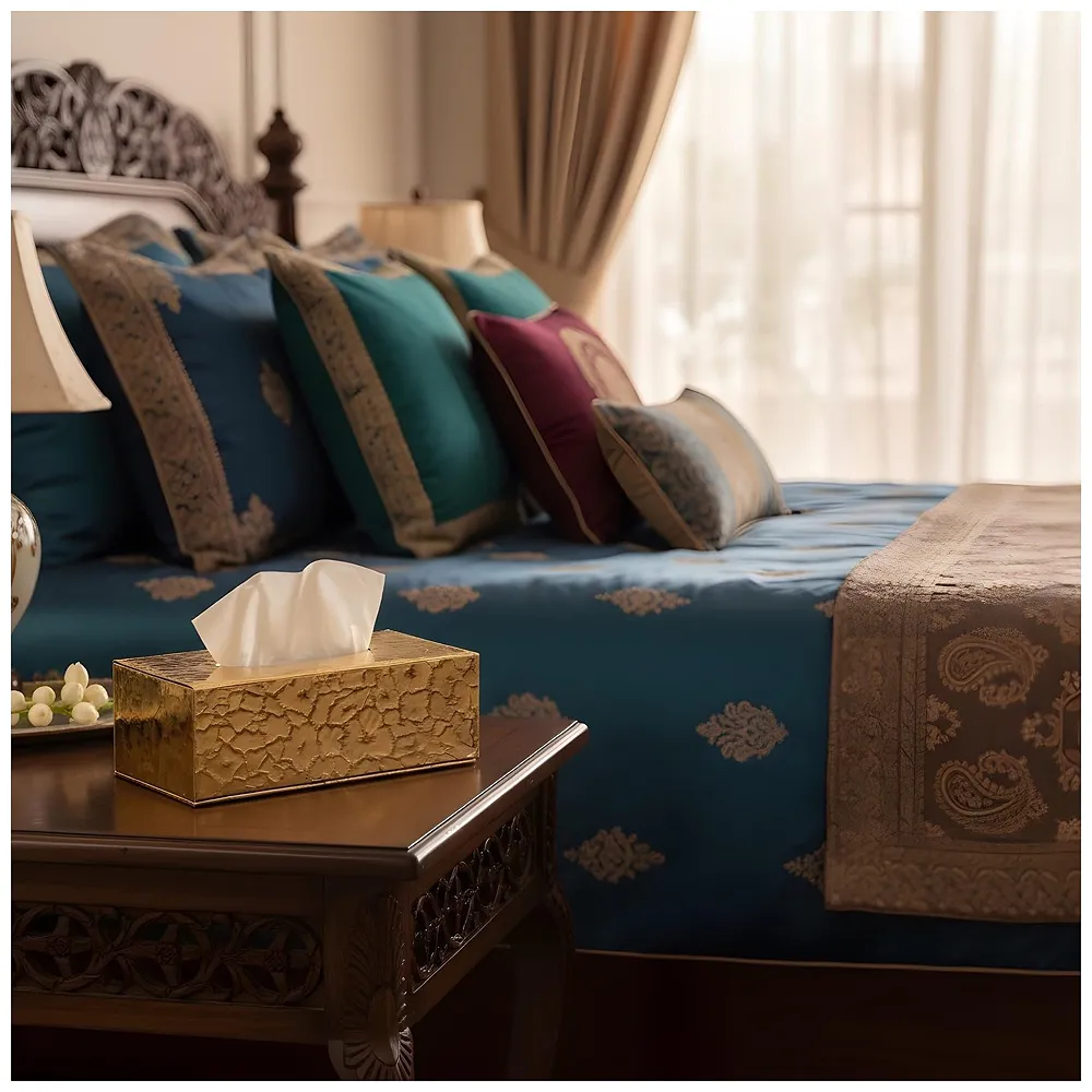 Gold Faux Leather Tissue Box – Stylish, Durable, and Magnetic Tissue Box Holder for Home, Office, Car, Bedroom, Bathroom, and Dining Room, – 24 cm x 11.5cm x 9cm