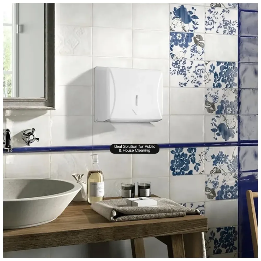 Wall-Mounted Tissue Paper Dispenser, High-Impact ABS Napkin & Paper Towel Holder with Locking Key, Window Refill Design for Bathroom, Kitchen, Home & Office (26 x 21 x 10 cm)