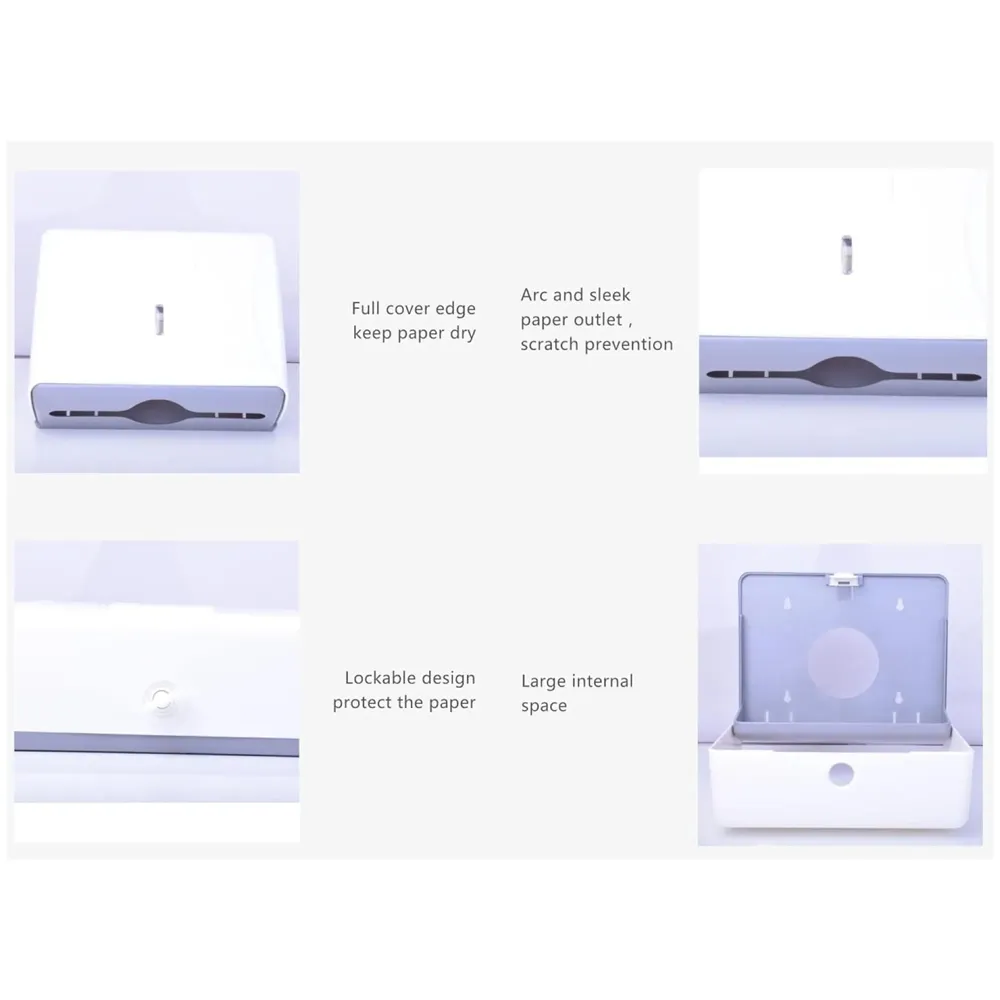 Wall-Mounted Tissue Paper Dispenser, High-Impact ABS Napkin & Paper Towel Holder with Locking Key, Window Refill Design for Bathroom, Kitchen, Home & Office (26 x 21 x 10 cm)