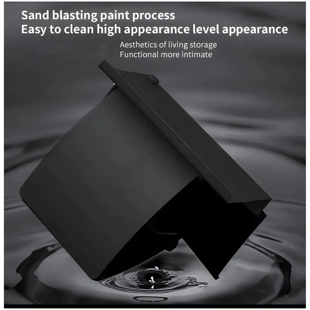 Black Toilet Paper Roll Holder with Shelf and Cover SS Material with Phone Holder Or Decorations for Bathrooms and Toilets 18cm X 7.2cm