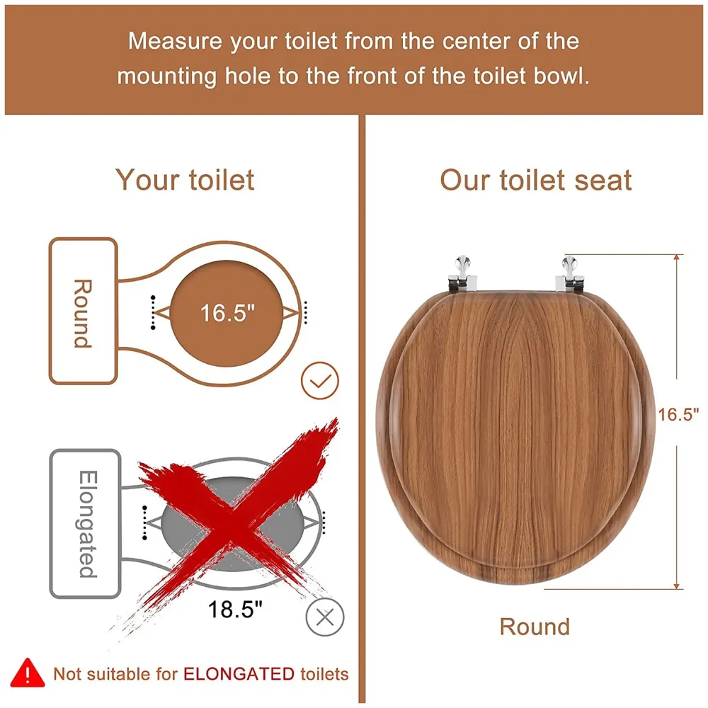 Wooden Finish Regular Conventional Design Commode Toilet Seat Cover, Comfortable, MDF Wood, Metal Hinges, Wood Toilet Seat Cover (Natural oak)