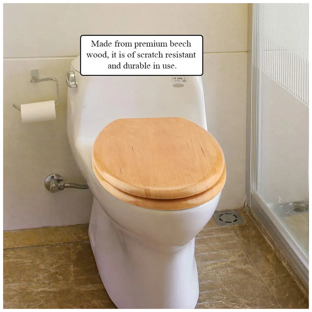 Wood Seat Cover For Commode Wooden MDF Wood With Laminate SeatCover Water Proof Comfortable With Metal Hinges Maple Wood