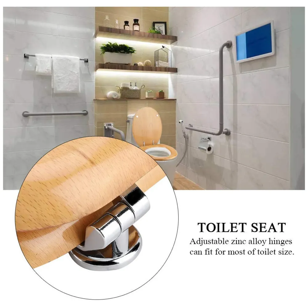 Wood Seat Cover For Commode Wooden MDF Wood With Laminate SeatCover Water Proof Comfortable With Metal Hinges Maple Wood