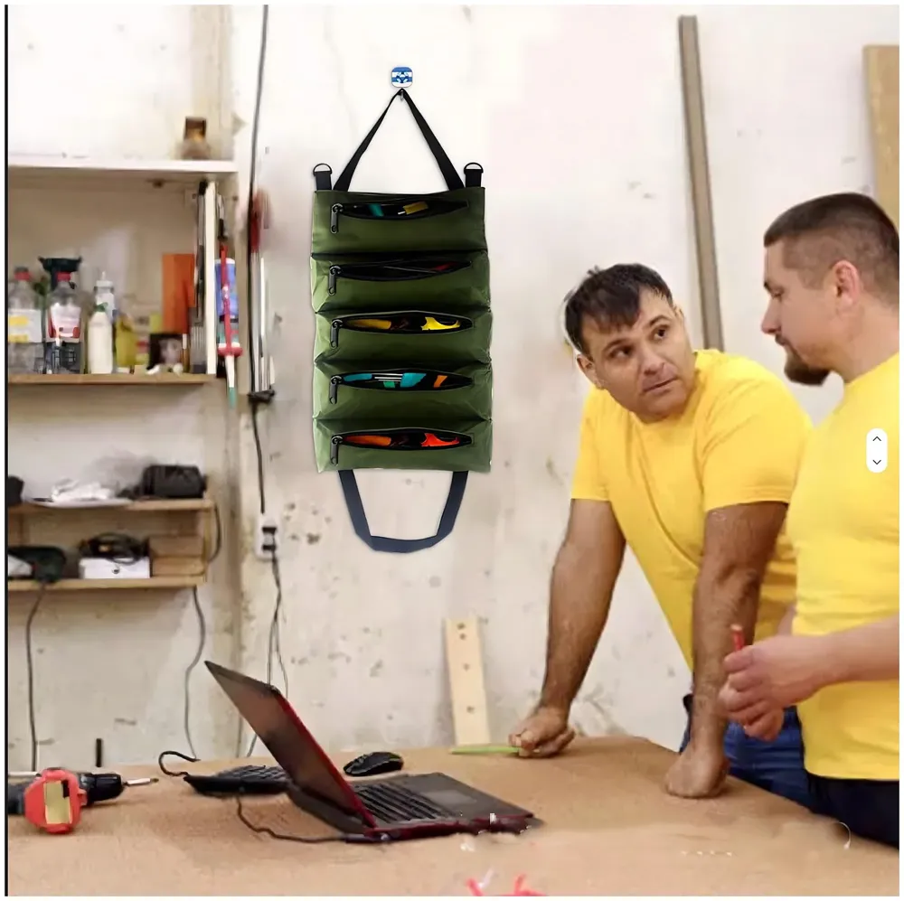 Tool Bag Roll up Storage For Working Tools Hardware Organizer For Professionals Portable 47cm x 28cm - 4