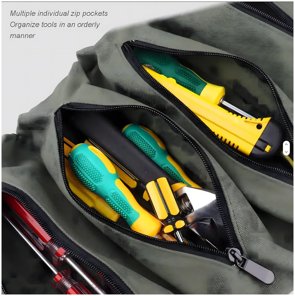 Tool Bag Roll up Storage For Working Tools Hardware Organizer For Professionals Portable 47cm x 28cm - 5