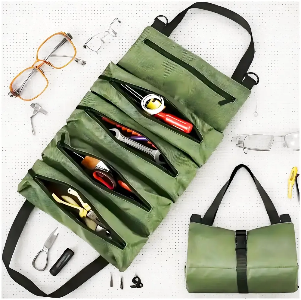 Tool Bag Roll up Storage For Working Tools Hardware Organizer For Professionals Portable 47cm x 28cm - 7