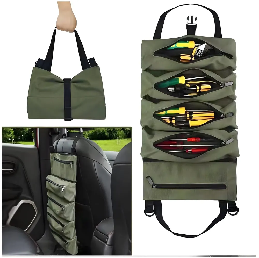 Tool Bag Roll up Storage For Working Tools Hardware Organizer For Professionals Portable 47cm x 28cm - 9
