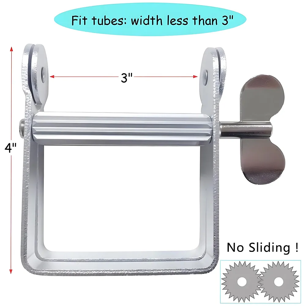 Metal Tube Squeezer Roller | Toothpaste Cream Paint Hair Colour Ointment Glue | No-Slip Serrated Roller | Wing Screw Lock | Fits Tubes Up to 3 Inch Wide