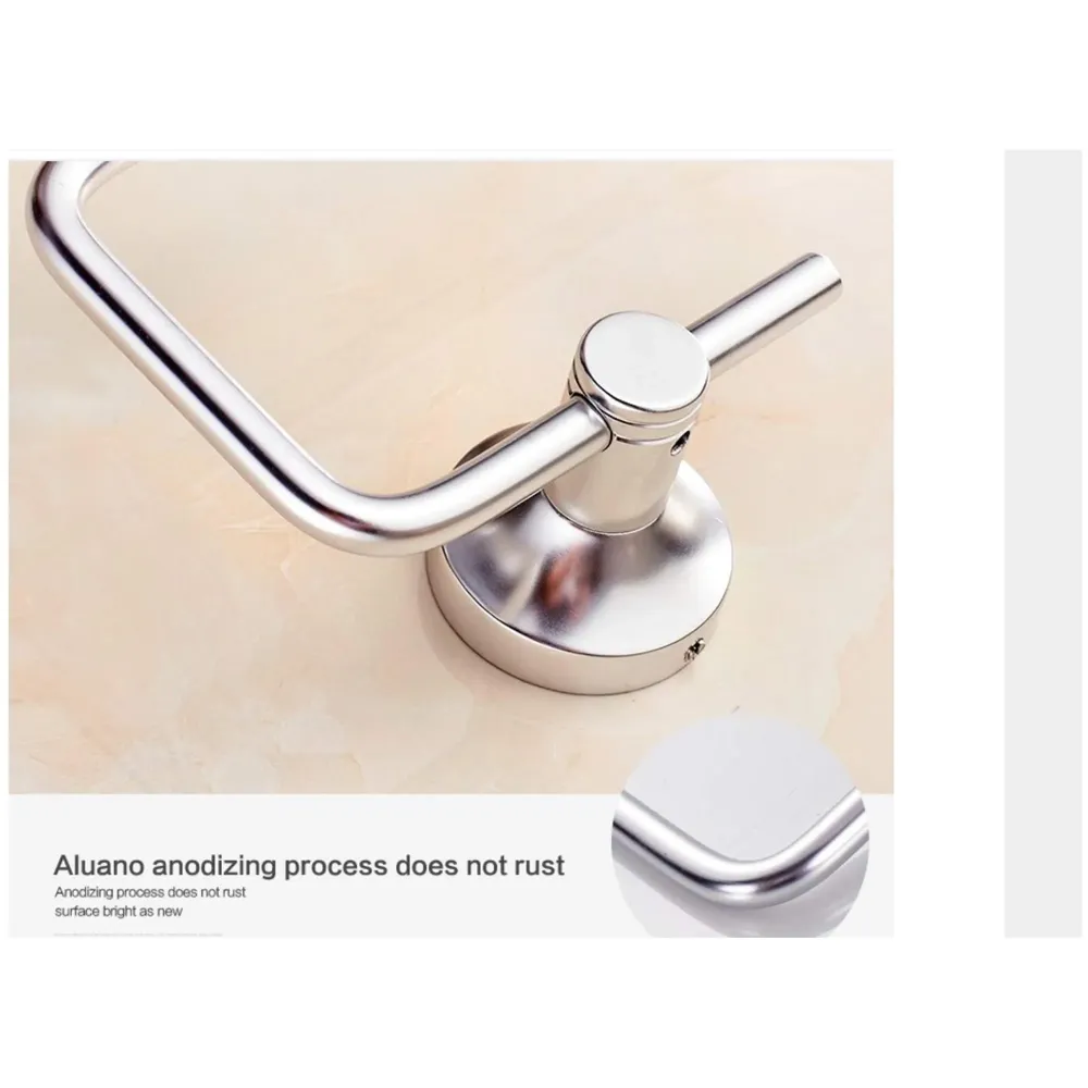 Aluminum Towel Ring Square Rust-Free, Heavy Duty, Modern Concealed Screw System (Screws Included) - 3
