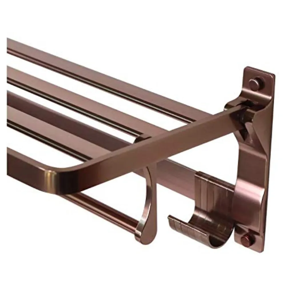 Rose Gold Aluminium Towel Rack Holder with Hooks, Foldable 60 Cm (2 Feet) (Rose Gold)