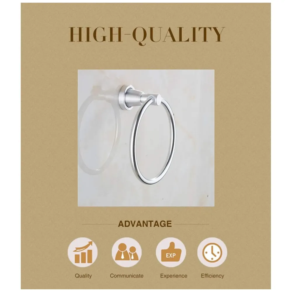 Aluminium Towel Ring Rust-Free, Heavy Duty, Modern Concealed Screw System (Screws Included)