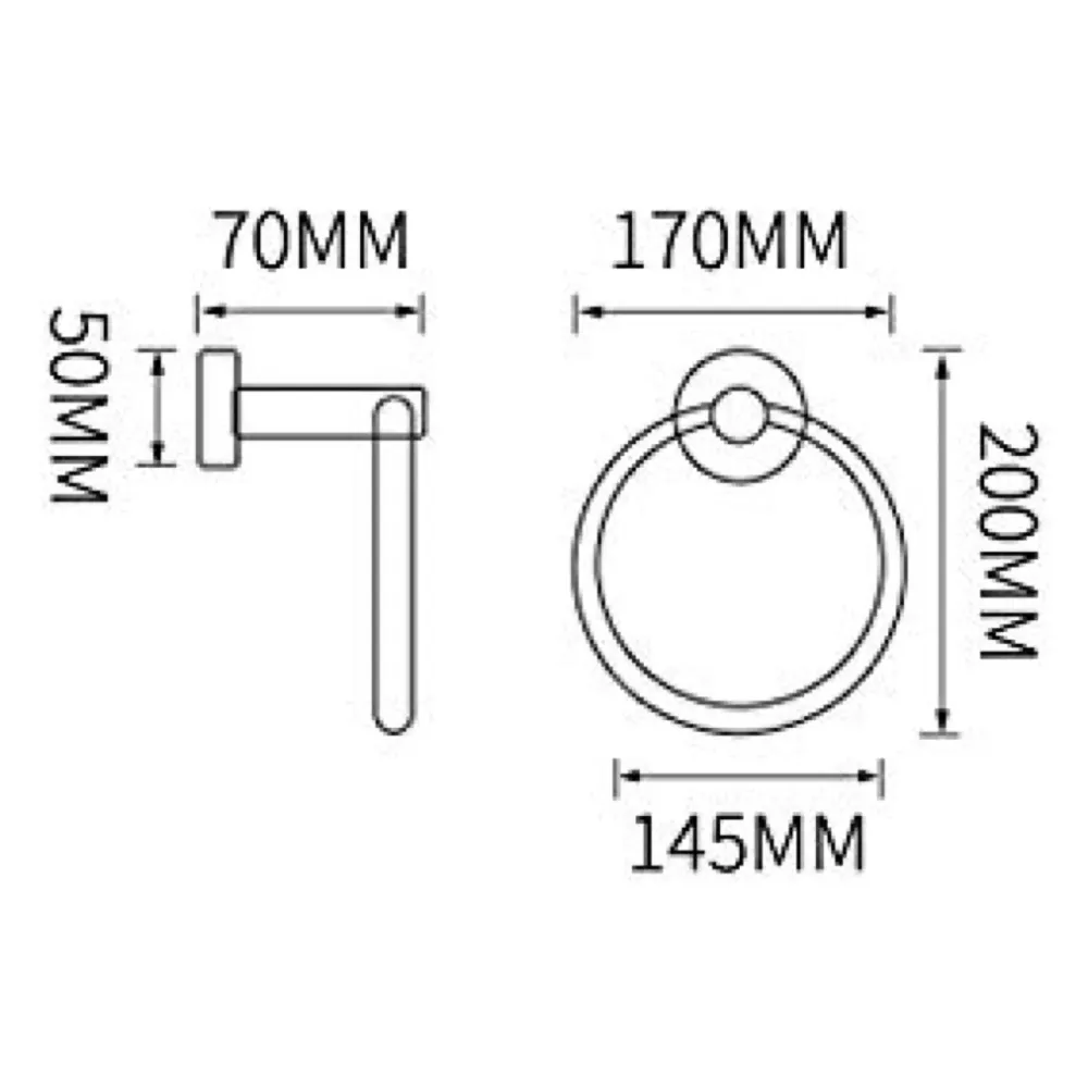 Aluminium Towel Ring Rust-Free, Heavy Duty, Modern Concealed Screw System (Screws Included)