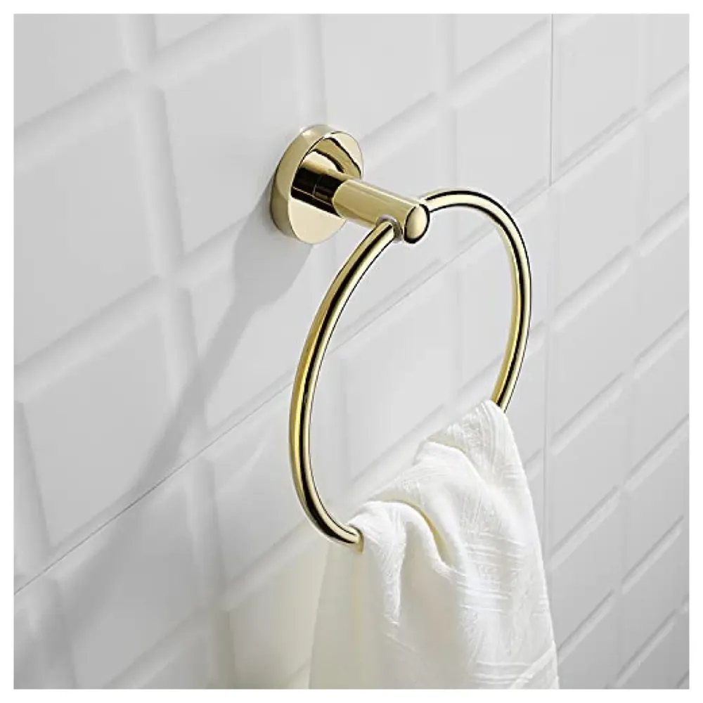 Gold Towel Ring Golden Round Towel Hanger for Kitchen and Bathroom, Stainless Steel. - 2