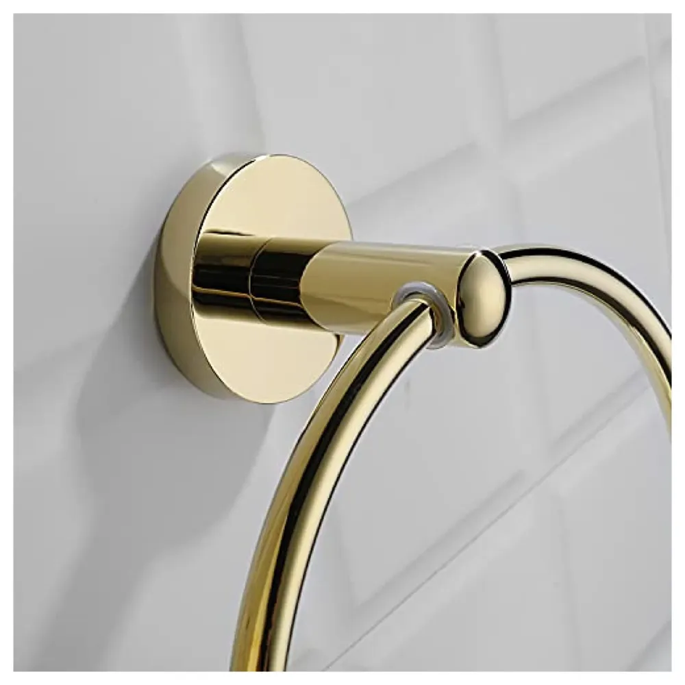 Gold Towel Ring Golden Round Towel Hanger for Kitchen and Bathroom, Stainless Steel.