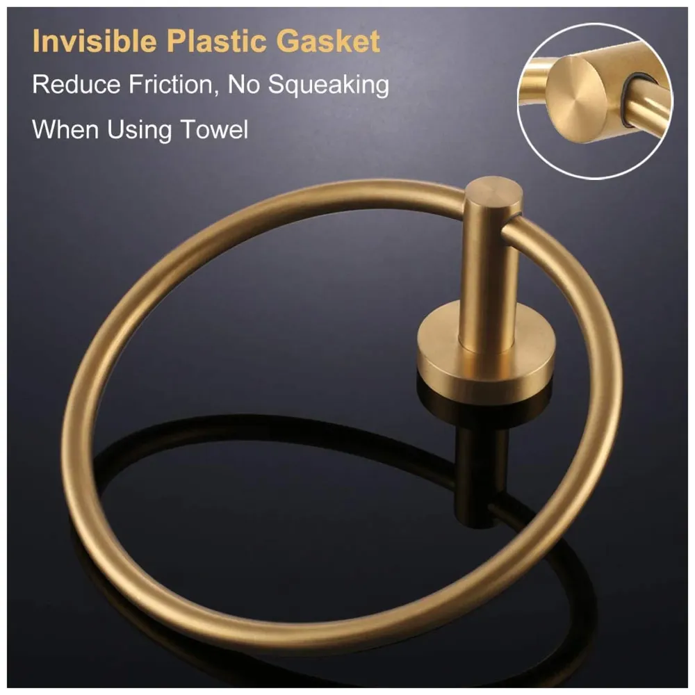 Gold Towel Ring Golden Round Towel Hanger for Kitchen and Bathroom, Stainless Steel.